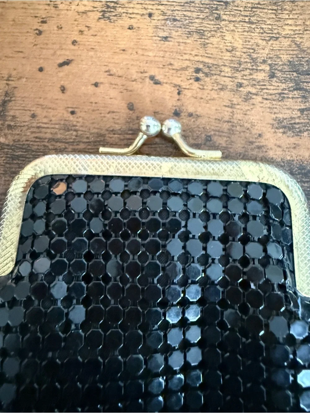 Black Sequin Kiss-Lock Evening Pouch